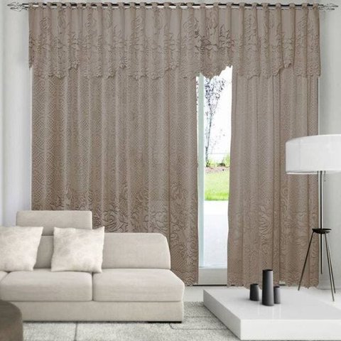 Cortina Renda Roseiral Sala Desert 3,50x2,20 com Bando