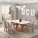 Ver imagem 5 de Mesa Kiara Freijó Off White com Kit 6 Cadeiras Ayla Freijó Veludo Creme-DJ Móveis