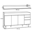Ver imagem 4 de Balcão Gabinete para Pia com Tampo 160cm Arkansas Branco/Preto - Lumil Lumil Móveis