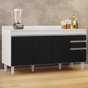 Ver imagem 2 de Balcão Gabinete para Pia com Tampo 160cm Arkansas Branco/Preto - Lumil Lumil Móveis