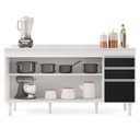 Ver imagem 3 de Balcão Gabinete para Pia com Tampo 160cm Arkansas Branco/Preto - Lumil Lumil Móveis