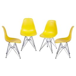 Kit 4 Cadeiras 1102 - Or Design - Amarelo - 1