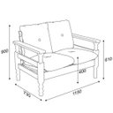 Ver imagem 2 de Estofado Belini 2 Lugares Imbuia com Tecido em Poliester