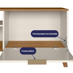 Rack Bancada Madri 115cm Off White/nature para Tv até 50” - Peternella Móveis - 4