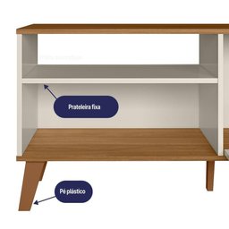 Rack Bancada Madri 115cm Off White/nature para Tv até 50” - Peternella Móveis - 3