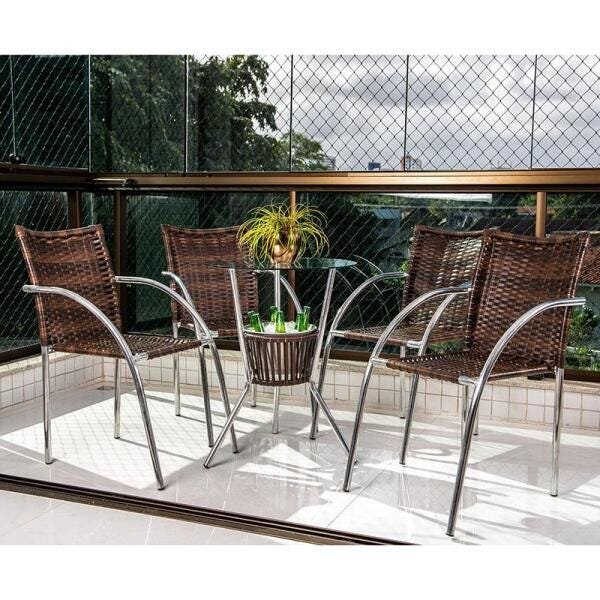Conjunto de Mesa e 4 Cadeiras para Varanda CJMB401153-Alegro Móveis ...