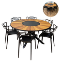 Ver imagem 1 de Kit Mesa de Jantar Redonda Madeira + 6 Cadeiras Alegra Preta Nossa Kasa Móveis