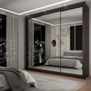 Ver imagem 1 de Guarda-roupa Casal Del Plata 3 Portas 4 Gavetas Espelhado Preto - Panorama Móveis