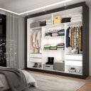 Ver imagem 2 de Guarda-roupa Casal Del Plata 3 Portas 4 Gavetas Espelhado Preto - Panorama Móveis