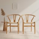 Ver imagem 1 de Kit com 2 Cadeiras para Sala de Jantar Madeira Maciça Wishbone Marrom/Clara