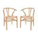 Ver imagem 2 de Kit com 2 Cadeiras para Sala de Jantar Madeira Maciça Wishbone Marrom/Clara