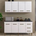Ver imagem 2 de Cozinha Completa 7 Portas 3 Gavetas Atenas Kaiki Móveis Branco