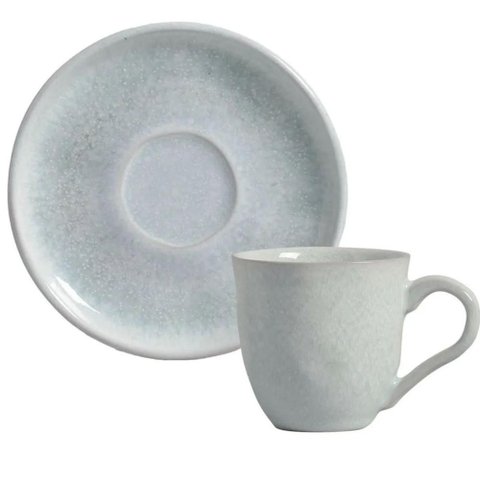 Xícara Chá com Pires 170ml Bio Pietra Cinza Cerâmica Porto Brasil Cozinha Mesa Posta Avulsa