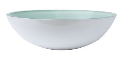 Cuba De Vidro CR 35cm Branco +Torneira +Válvula Click +Sifão - 1