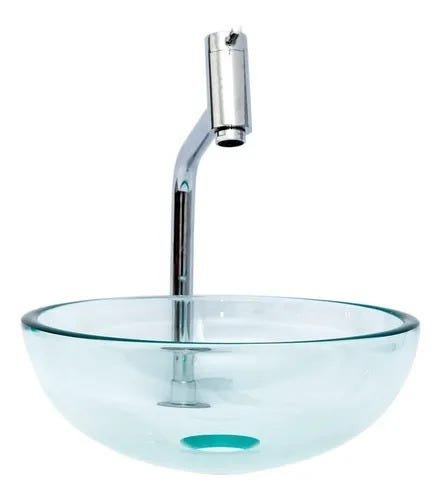 Cuba De Vidro CR 35cm Incolor Para Banheiro+ Válvula Click - 2