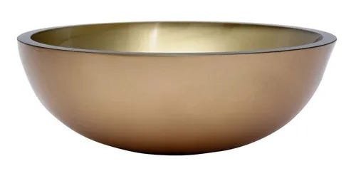 Cuba Redonda de Vidro 35x35cm Dourado Para Banheiro - 1