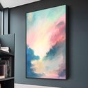Ver imagem 2 de Quadro Abstrato Branco Rosa Br Artes Médio 84x54