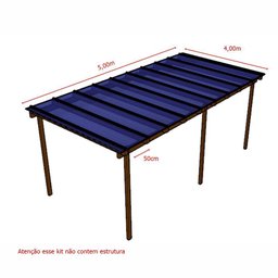 Kit Policarbonato Azul 4mm 5,00m X 4,00m - Perfis Naturais - 5