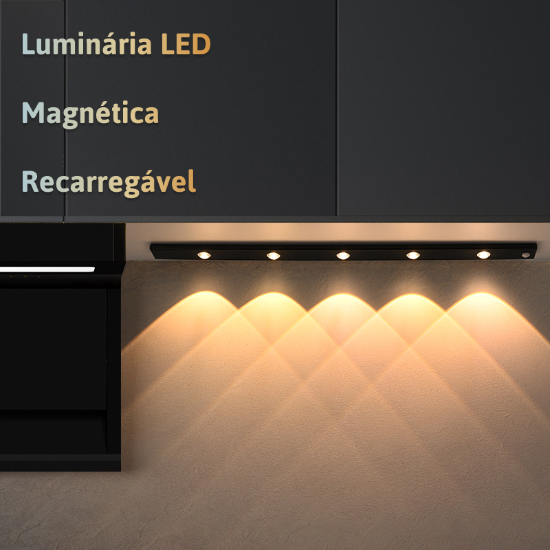 Luminária 3 Cores Led Sensor de Movimento Luz Recarregável Usb Cozinha Armário Roupeiro - 3