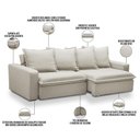 Ver imagem 7 de Sofá Retrátil Reclinável Living 215cm Vêneto F04 Veludo Bege
