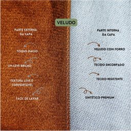 Kit 2 Capas para Almofada Drapeada em Veludo Quadrada Terracota e Azul Marinho - 3