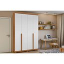 Ver imagem 1 de Guarda Roupa Solteiro 4 Portas e 2 Gavetas Alonzo Plus Amêndoa/branco - Lopas