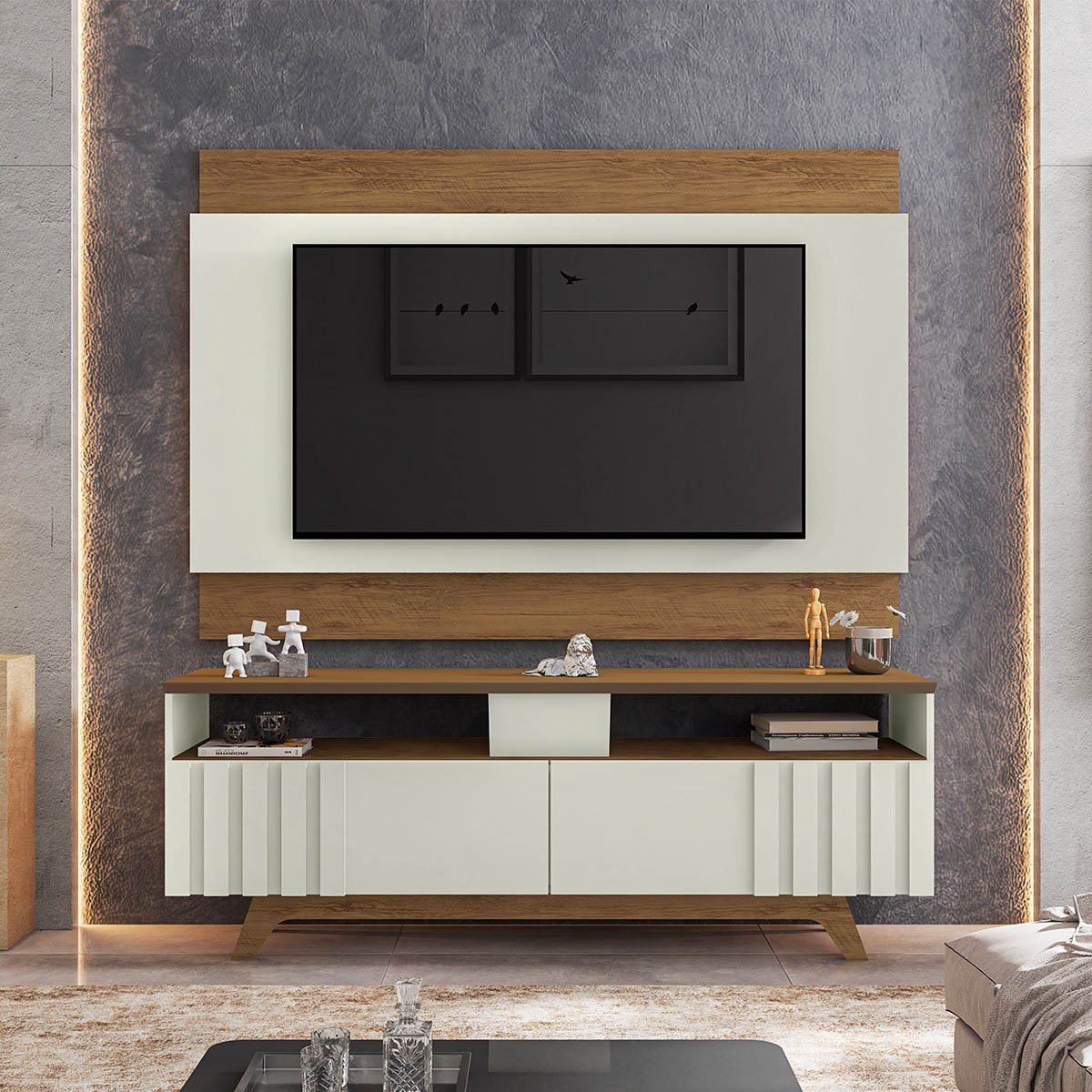 Painel e Bancada para TV até 60" Portaland L01 - Amarena Móveis PAINEL ...
