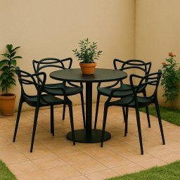 Cadeiras Allegra Preta Empilhável para Sala de Jantar , Cozinha e Varanda - 4