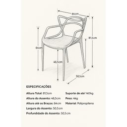 Cadeiras Allegra Preta Empilhável para Sala de Jantar , Cozinha e Varanda - 5