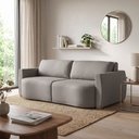 Ver imagem 1 de Sofá Retrátil Italia 2,32m em Linho 4 Lugares Design Orgânico para Sala Moderna Sofisticada - Cinza