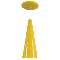 Pendente Cone Furado Luminária Lustre Alumínio Amarelo - T&T Iluminação - 1