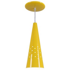 Pendente Cone Furado Luminária Lustre Alumínio Amarelo - T&T Iluminação