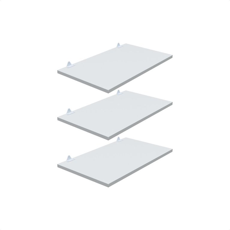 Kit 3 Prateleira Branca 40X30 + Suporte Flutuante Mdf  Organizadora Decoração Cozinha Banheiro Sala