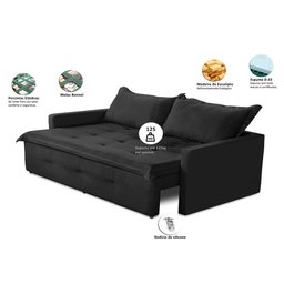 Sofá sem Caixa Retrátil e Reclinável 1,85m com Molas Bianca Boucle Menta Madelina Decor - 2