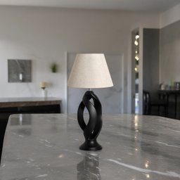 Abajur de Sala Grande de Cerâmica Grego Preto Fosco com Cúpula de Tecido - 7