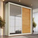 Ver imagem 2 de Guarda-roupa Casal Mali 2 Portas 3 Gavetas 100% Mdf com Espelho Off White/peroba - Europa Móveis
