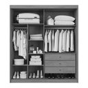 Ver imagem 4 de Guarda-roupa Casal Mali 2 Portas 3 Gavetas 100% Mdf com Espelho Off White/peroba - Europa Móveis