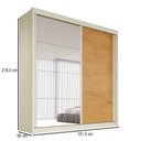 Ver imagem 3 de Guarda-roupa Casal Mali 2 Portas 3 Gavetas 100% Mdf com Espelho Off White/peroba - Europa Móveis