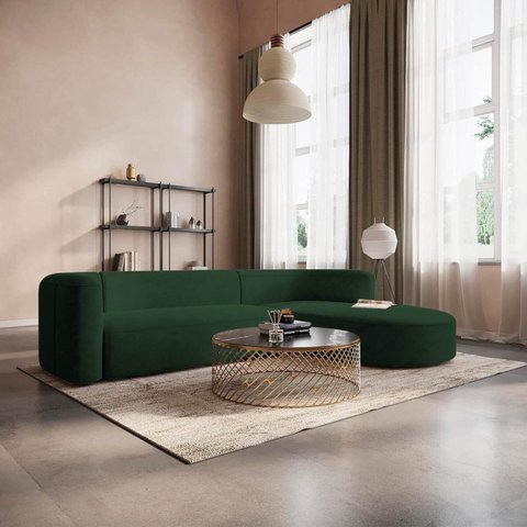 Sofá Modular Sala de Estar Decoração Luxo 265cm Lado Esquerdo Suede Celinne Luxuoso