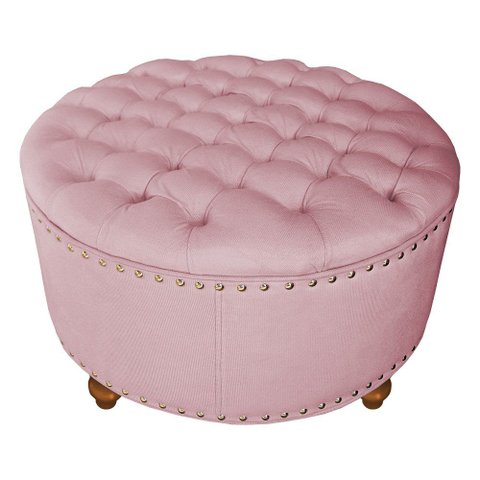 Puff Amora 60 Cm Suede Azul Turqueza Slk Decor Amara Rosa Claro