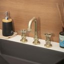 Ver imagem 5 de Torneira Para Banheiro Misturador Duplo Comando Jatobá Pingoo.casa - Dourado