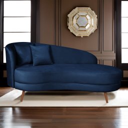 Chaise Longue Divã Emili em Madeira de Reflorestamento 160cm Veludo Vs Decor - 1