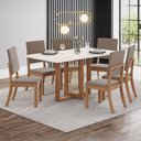 Ver imagem 1 de Mesa de Jantar 6 Lugares Bela Nature/off White/marrom Amêndoa Bela - Pnr Móveis