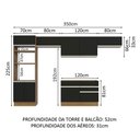 Ver imagem 4 de Armário de Cozinha Completa 350cm Rustic/Preto Glamy Madesa 01