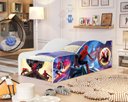 Ver imagem 1 de Mini Cama Carro Infantil Juvenil de Mdf Adesivada Homem Aranha com Proteção Lateral