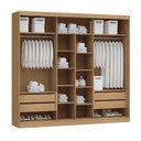 Ver imagem 4 de Guarda-Roupa 3 Portas de Correr de Espelho 4 Gavetas 100% MDF Imperial New Marrom/Angelin
