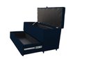 Ver imagem 1 de Recamier Puff Baú Sapateira e Gaveta 90 Cm para Cama de Solteiro - Azul Marinho