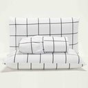 Ver imagem 1 de Jogo Cama Lençol Square Queen Quadriculado Percal 180 Fios 3 Peças - Branco
