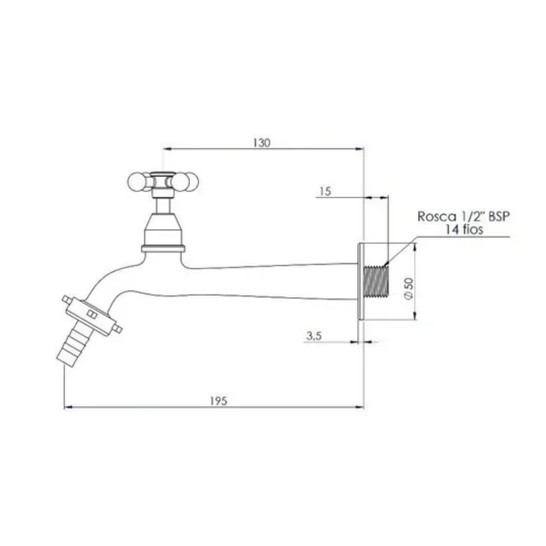 Torneira Reta para Pia com Arejador - 1158 - C33 - 3
