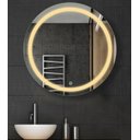 Ver imagem 2 de Espelho Jateado Redondo Iluminado com Led Quente e Touch 60cm